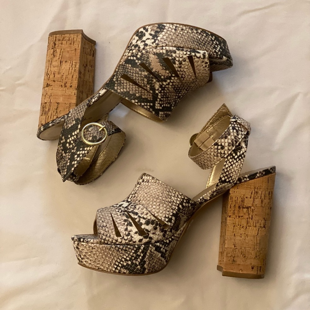 Snake Print Strappy Heels